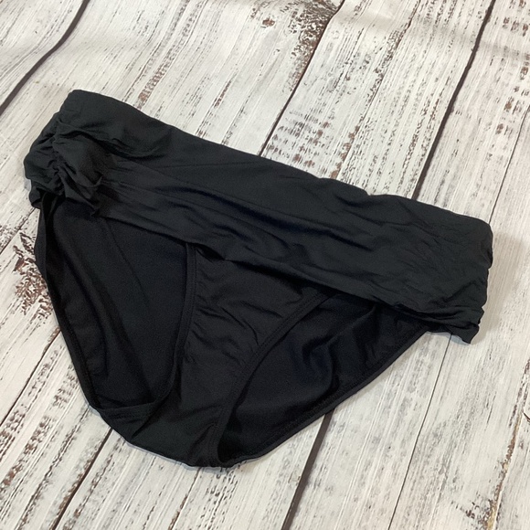 325. Ralph Lauren Black Fold Over Bikini Bottom NWT Size 14 - Picture 1 of 3